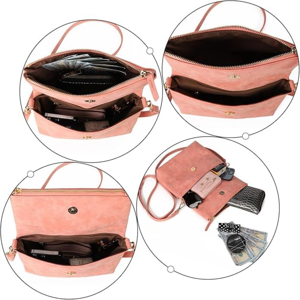 Women Carmine Imported PU Leather Fashion Cross Body Purse Shoulder Bag - Picture 4 of 4